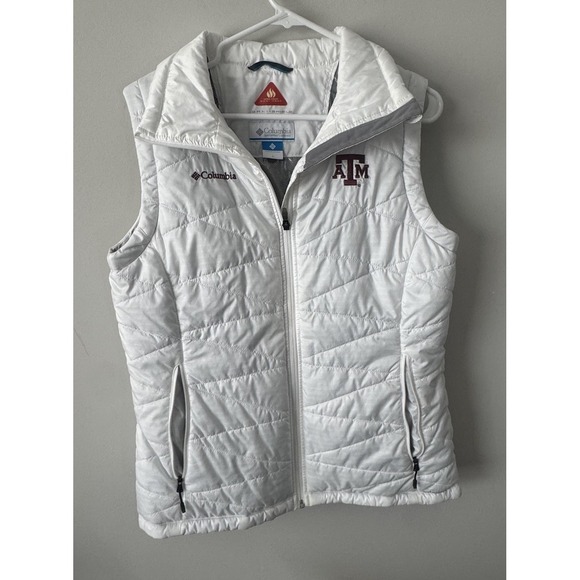 Columbia Other - Texas A&M‎ Aggies Vest White Columbia Omni-Heat Powder Lite Puffer Large EUC